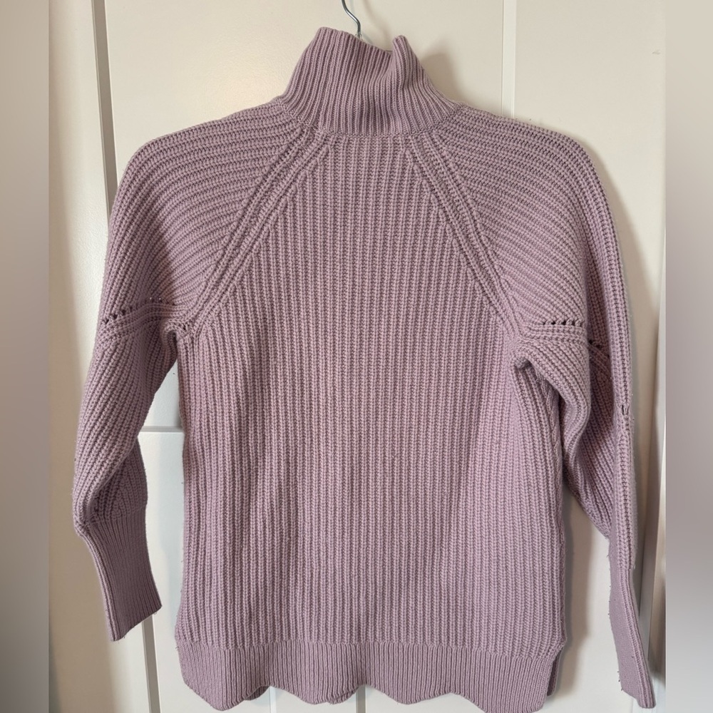 Rebecca Taylor basket-woven mock neck Lavender Knit Women's Sweater - Picture 8 of 9